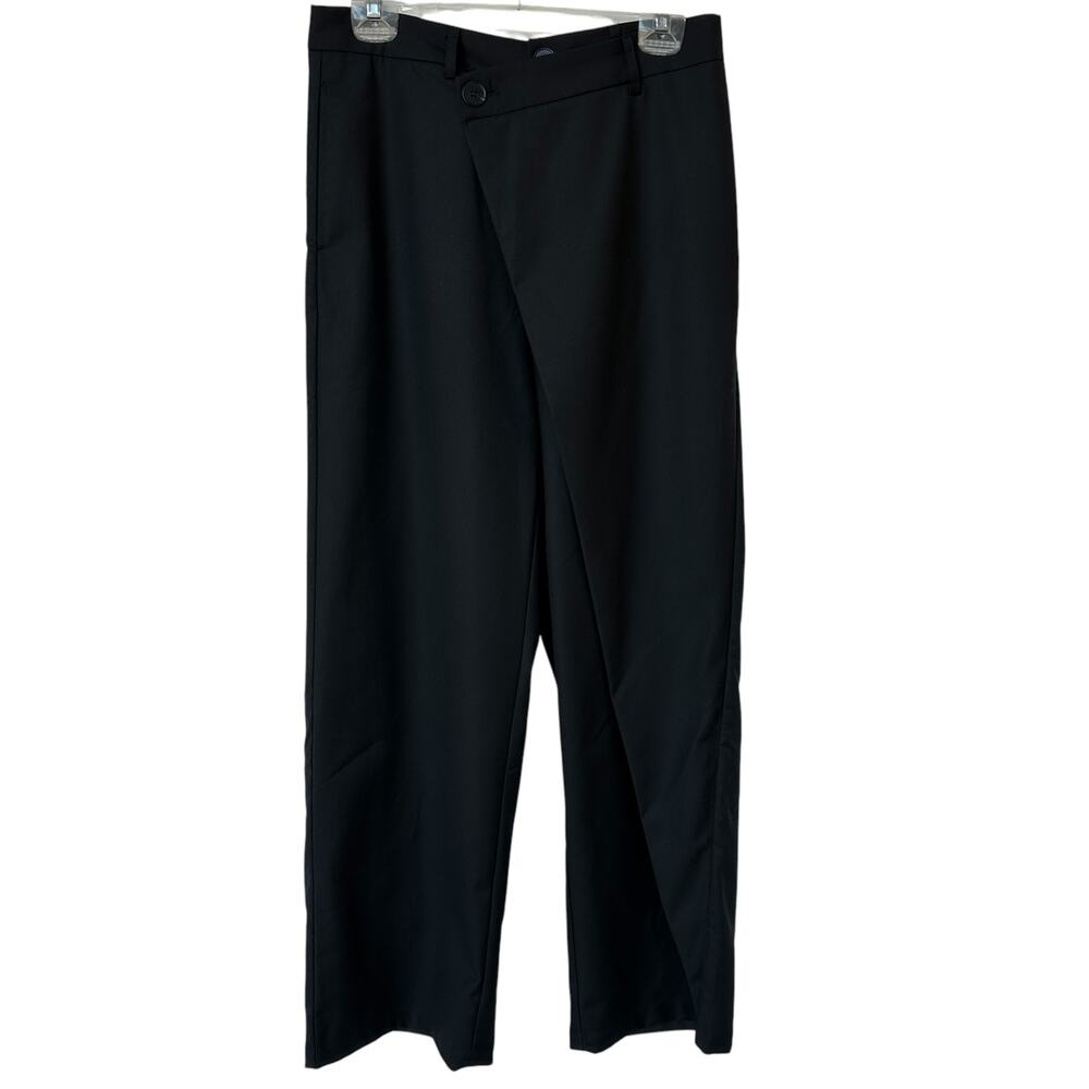 Commense Trousers Black Wide Leg Crossover Front Pants Women's Size Large
